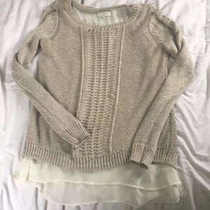 Sweater with sheer flowy top underneath